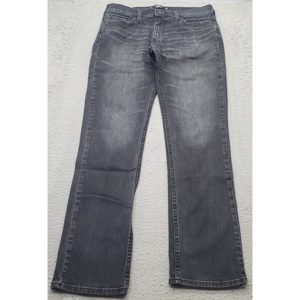 Hollister Slim Straight Jeans Mens 30x32 Black Denim Epic Flex Faded Whiskered